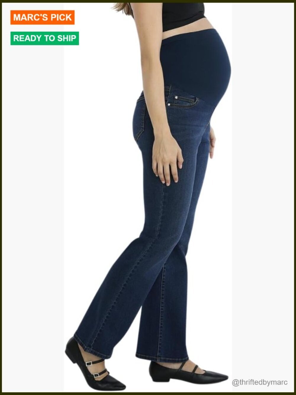Super Stretch Maternity Bootcut Jeans High Rise Over Belly Panel